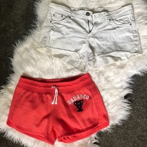 BOHOO white shorts in jean and pink 100% polyester